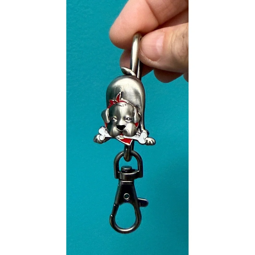 Alexx Inc Finders Key Purse Hook Dog Bone Silver Red Enamel Bag Accessory Puppy